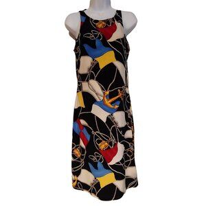 Lauren Ralph Lauren Black Chain Print Mature Old Money Sleeveless Dress M